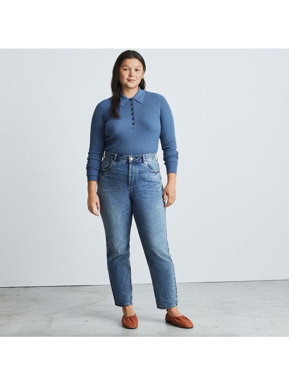 Everlane The Curvy 90s Cheeky Straight Jeans High Rise Vintage Mid Blue Women 27